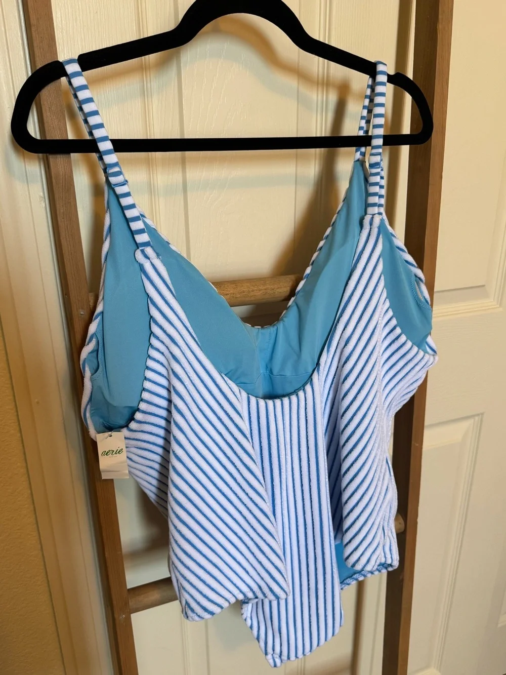 aerie Terry Striped Scoop One Piece Cheeky Swimsuit